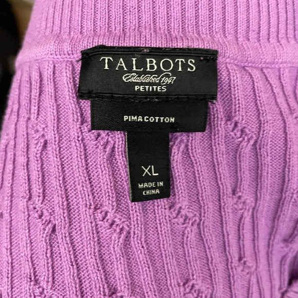 Talbots Purple Cable Knit Crew Neck‎ Sweater - Picture 4 of 5